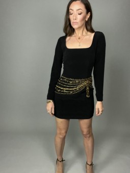 '90s Black & Gold Beaded Mini "Showgirls" Dress
